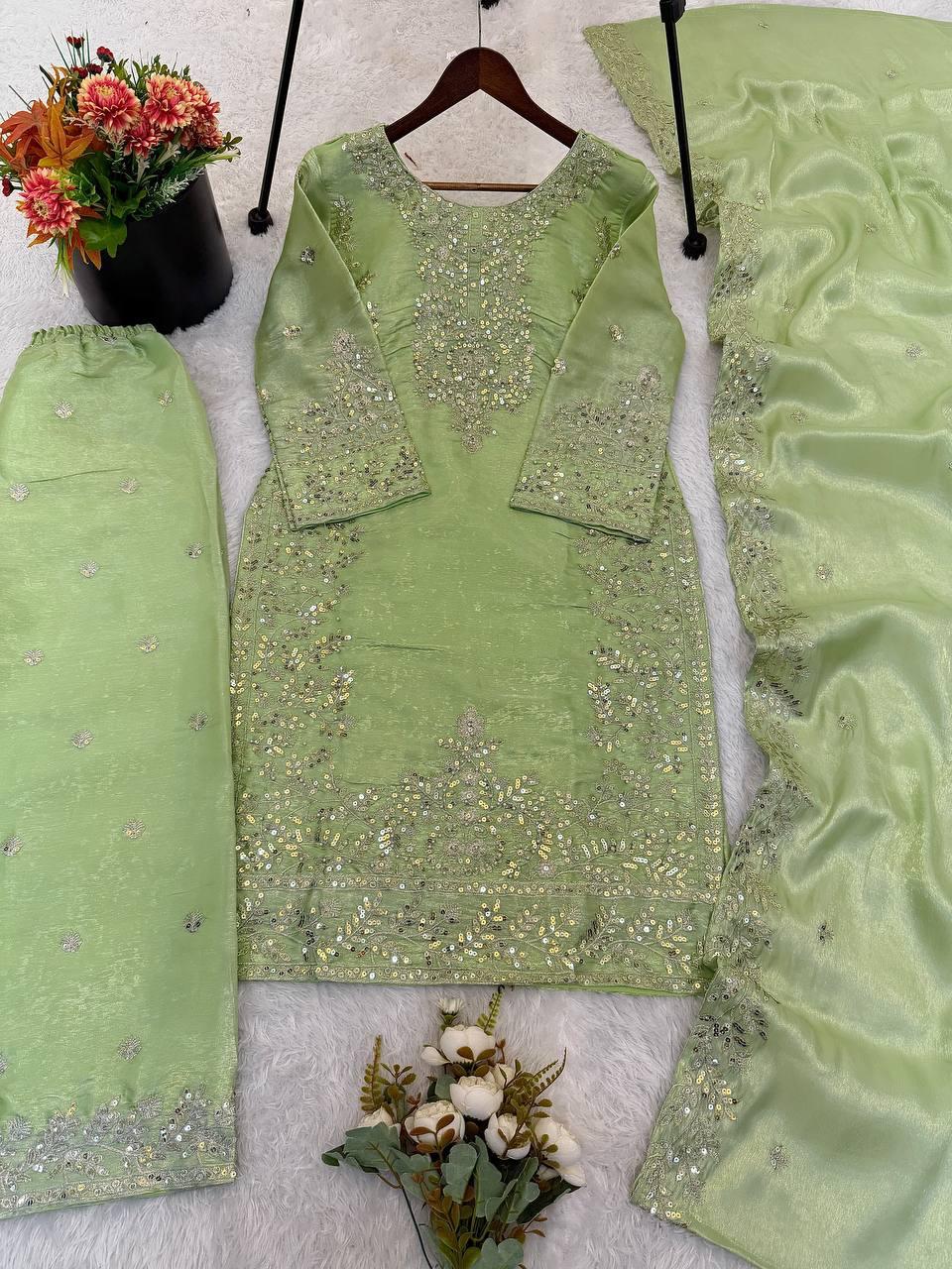 Roman Fabric Suit Set Pistachio